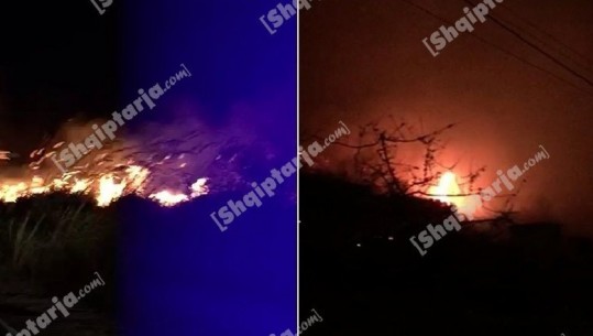 Vlorë/ Zjarr i madh gjatë natës në Zvërnec! Evakuohen banorët, kalojnë natën jashtë! Flakët përfshijnë varrezat (VIDEO)