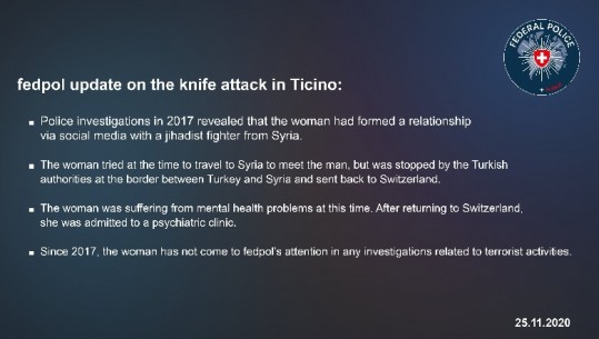 Autoritetet zviceriane: Sulmi në Lugano ishte terrorist, gruaja tentoi të shkonte në Siri në 2017