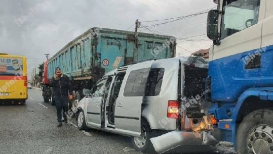 Durrës/ Aksident i trefishtë në Durrës, përplaset furgoni dhe 2 kamionët 
