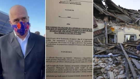 Dokumenti/ Shqipëria i dhuron Kroacisë 250 mijë euro, Rama: Ndihmojmë rilindjen e Petrinjas pas tërmetit shkatërrues