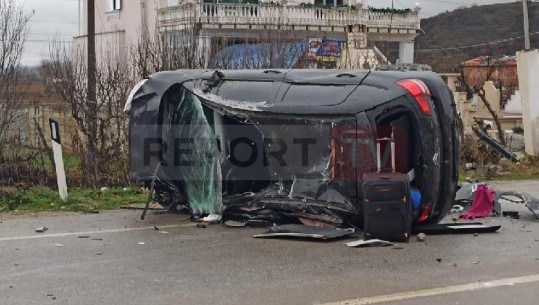 Lagështira në rrugë, aksident në aksin Korçë-Maliq! Makina përmbyset, plagoset drejtuesi i mjeti, oficer i policisë kufitare (VIDEO)