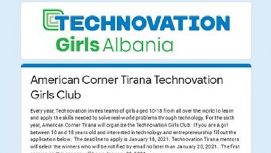 Technovation, një mundësi e mirë për vajzat në fushën e teknologjisë nga American Corner
