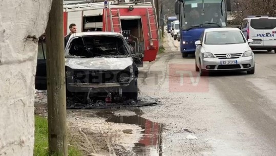 Makina përfshihet në flakë në Bradashesh, Elbasan! Vetëm dëme materiale (VIDEO)