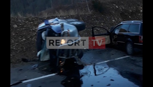Aksident të Rruga e Kombit/ Përplasen 2 makina me targa të Kosovës, 2 të plagosur (VIDEO)