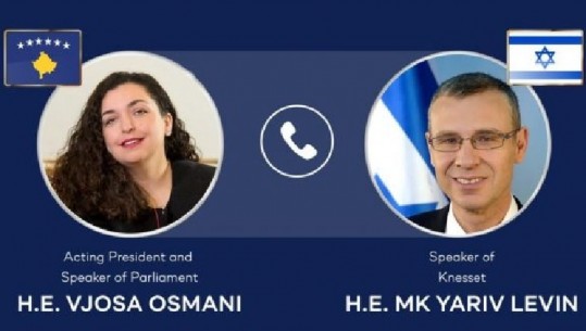 Një ditë pas marrëveshjes për njohje reciproke, Vjosa Osmani flet në telefon me kryeparlamentarin izraelit
