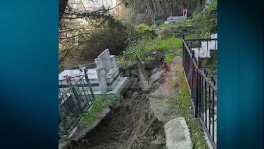 Rrëshqet toka, spostohen varret në varrezat e vjetra të Durrësit (VIDEO)