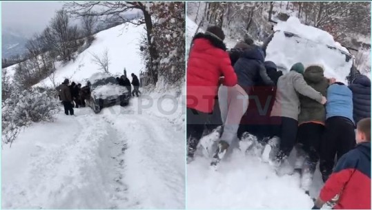 Makina bllokohet në mes të dëborës në Dibër, të rinjtë ‘luftë’ me lopata për të hapur rrugën, por nëna e ish-deputetit të PD-së vdes rrugës për spital