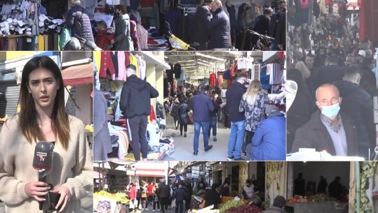 Qytetarët grumbuj e pa maska anti- COVID në tregje, jashtë funksionit tunelet e dezinfektimit (VIDEO)