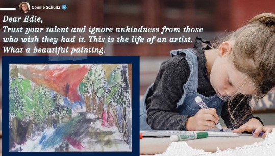 Mësuesja i tha se piktura e saj ishte e ‘gabuar’, mijëra njerëz mbështesin vogëlushen britanike në rrjetet sociale: Arti nuk ka rregulla! Do doja të blija krijimin tënd