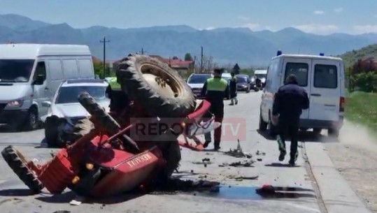 Makina përplaset me zetorin në Korçë, plagoset drejtuesi i mjetit bujqësor (VIDEO)