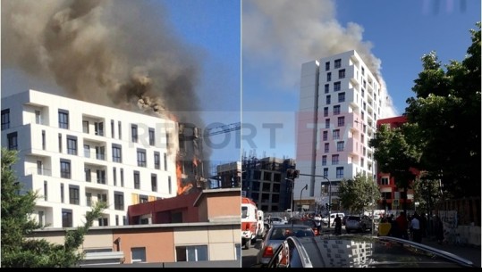 Tym e flakë, përfshihet nga zjarri pallati në ndërtim pranë 'Farmacisë 10' në Tiranë! Ndërtesa e pabanuar