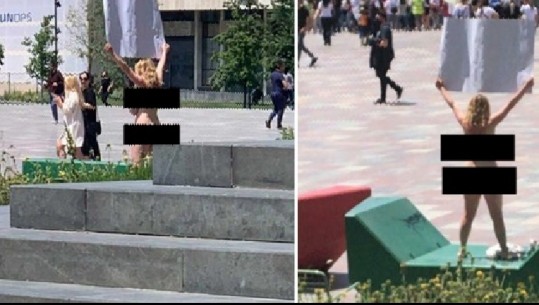 Në mes të sheshit ‘Skënderbej’, qytetarja proteston nudo kundër abuzimeve seksuale