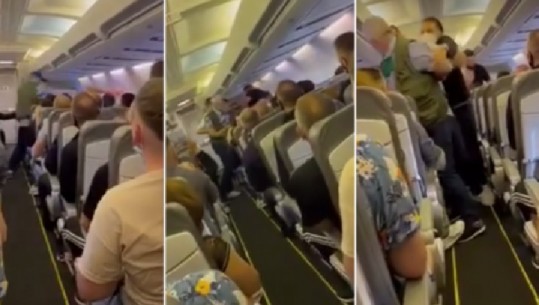 Videolajm/ Sherr mes shqiptarëve në avion, vjehrri dhe dhëndri rrihen me grushte