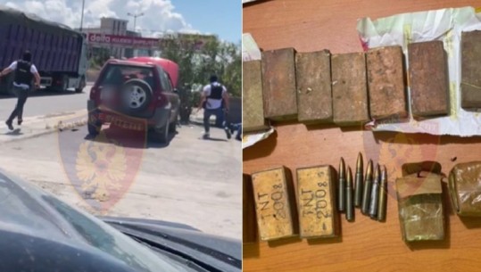 3 të arrestuar në Durrës, në makinë iu gjetën 3.4 kg lëndë eksplozive tritol dhe C-4, armë, granata dhe municione (VIDEO)