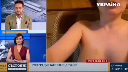 Po fliste për takimin e Putin dhe Lukashenko, gruaja e zhveshur i 'ndërpret' intervistën analistit ukrainas (VIDEO)