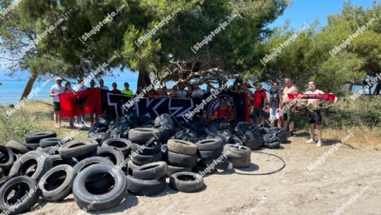 Tifozët ‘Kuq e Zi’ bashkë me ‘Vullnetarët për Atdhe të pastër’ ndërmarrin aksionin për pastrimin e bregdetit të Jonit