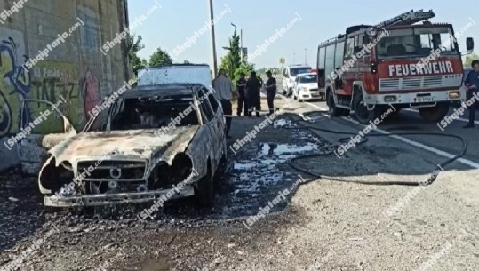 Digjet makina e Shefit të Krimeve në Mirditë në autostradën Milot-Thumanë, dyshohet për defekt teknik (VIDEO)