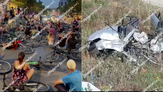 VIDEO/ Aksidenti ku u shua një familje në Fier-Vlorë, dhjetëra të rinj mesazh sensibilizues! Shtrihen si të vdekur para Ministrisë së Brendshme dhe asaj të Transporteve