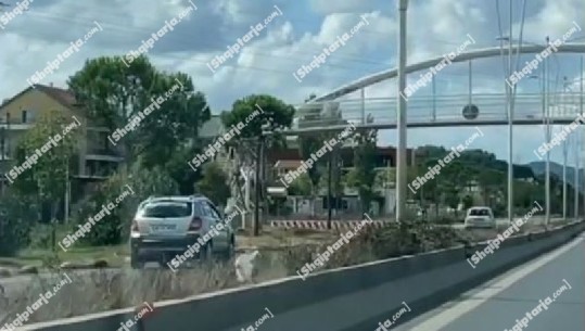 VIDEO-LAJM/ Rrezikojnë jetën e qytetarëve, dy makina ecin kundërvajtje në autostradën Tiranë-Durrës