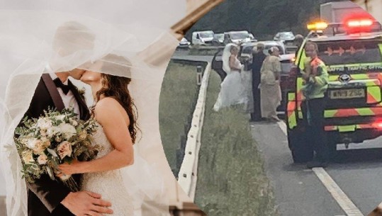 Iu prish makina në mes të rrugës, policët në Britani çuan nusen në kohë për t’u martuar në kishë 
