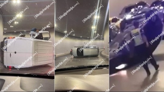 VIDEO/ Mjete të përmbysura, 4 aksidente  në 24 orë  brenda tunelit tek ish-sheshi 'Shqiponja' në Tiranë! Shkak kthesa e fortë dhe mungesa e sinjalistikës për shoferët