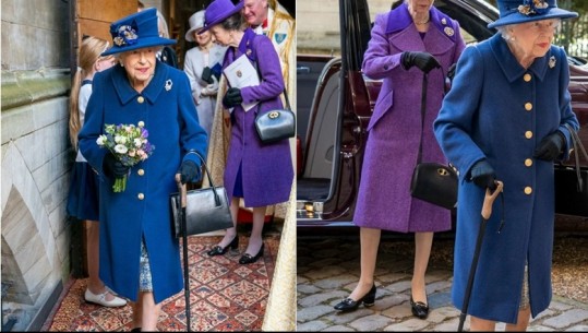 'Plaket' Mbretëresha Elizabeth II, shfaqet për herë të parë në publik me bastun