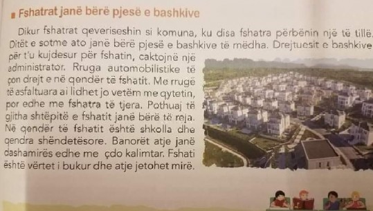 Qendra rezidenciale në Tiranë ilustrim në librin e historisë si model i fshatit në Shqipëri, shkaktohet zemërim në rrjet! Ministria e Arsimit: Po e verifikojmë