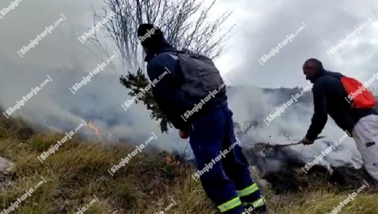 Mali i Thatë në Korçë prej dy ditësh në zjarr, flakët ‘përpinë’ më shumë se 12 ha tokë, zjarrfikësit në ‘luftë’ me vatrat aktive 