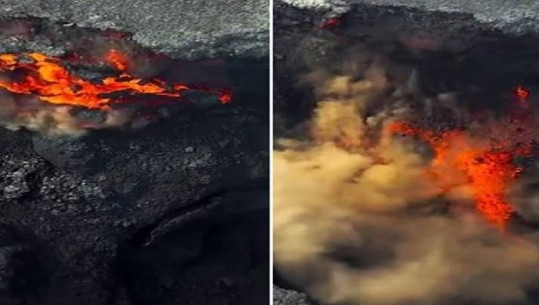 VIDEO/ U shemb krateri vullkanit, ngjyrat magjike të llavës dhurojnë spektakël! Momenti kapet nga fotografi islandez, mos e humbisni