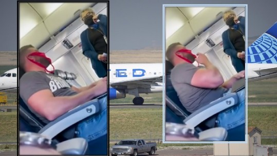 Vuri tangat e kuqe në vend të maskës anti-COVID, pasagjerët argëtohen, por jo stafi! E zbresin nga avioni (VIDEO)