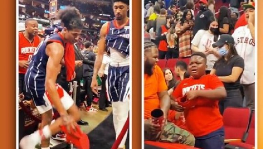 Spikati fansin më të vogël mes turmës, basketbollisti i dhuron djaloshit atleten pas lojës, ai emocionohet dhe qan (VIDEO)