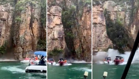 VIDEO dramatike/ Shkëmbi shkëputet dhe bie mbi 3 varka, 7 të vdekur në Brazil