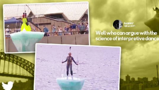  Gratë kërcejnë mbi një copë akulli dhe dhurojnë spektakël, ‘grushti’ i fuqishëm që i jep arti ndryshimeve klimaterike në Australi
