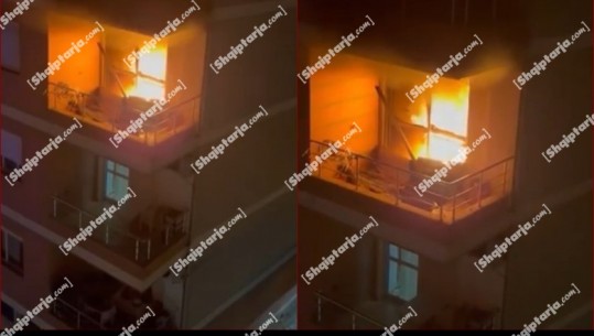 Bie zjarr në katin e katërt të një pallati në Tiranë, raportohet vetëm për dëme materiale (VIDEO)