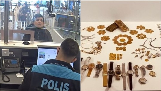 Fshehu poshtë rrobave çantën me 3 kg ar dhe ora luksoze, arrestohet 'korrierja' shqiptare në aeroportin e Stambollit! VIDEO nga ndalimi, e lidhur me grupin kriminal në Laç