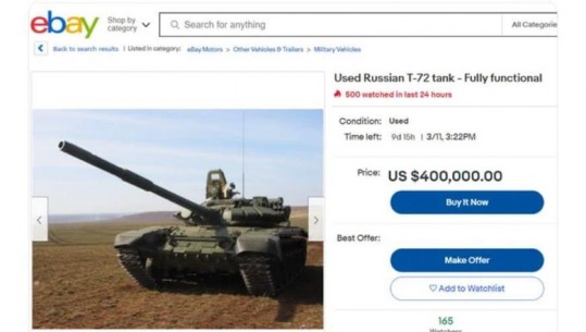 FOTO/ 'I përdorur, por funksional', ukrainasit 'shesin' tanket ruse në eBay