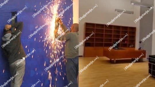 VIDEO/ Berisha nis ‘pastrimin’ e selisë blu, fillon epoka 'post Basha', i zbrazin zyrën! Nis heqja e dyerve të blinduara