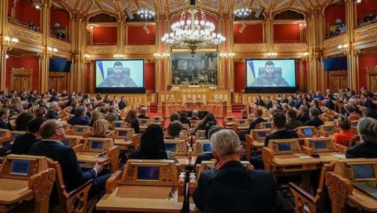 Zelensky flet në parlamentin e Norvegjisë: Duam më shumë armë nga Perëndimi, Europa t’i mbyllë portet detare Rusisë