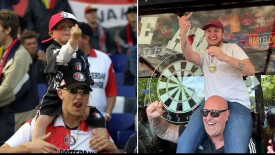 Tifozi i Feyenoord pas memes së famshme me 'gishtin e mesit', e rikrijon pas 20 viteve me babin në Tiranë