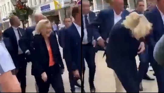 Marine Le Pen qëllohet me vezë teksa po ecte në rrugë (VIDEO)