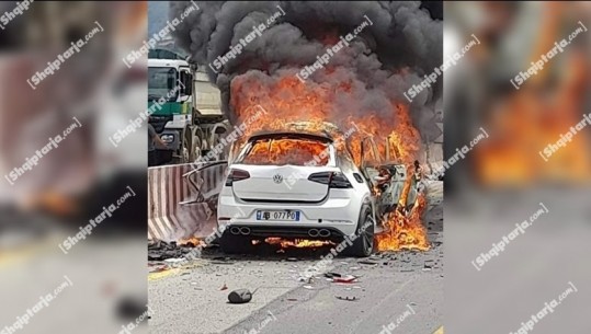Makina 'e pushtuar' nga flakë, FOTO pak minuta pas atentatit ndaj Aleksandër Sadikajt