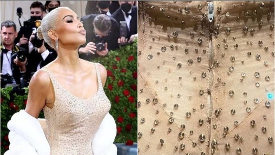 Reagime të forta ndaj Kim Kardashian pasi veshi fustanin e Marilyn Monroe, e akuzojnë se e ka dëmtuar