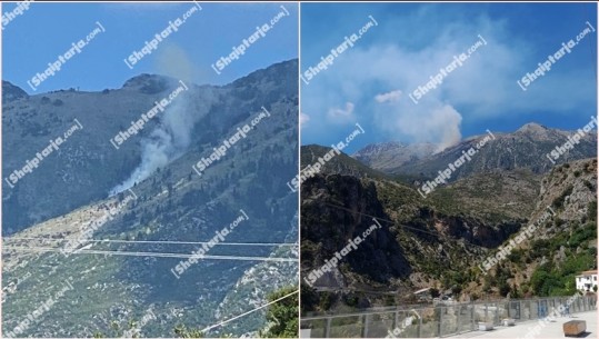 Himarë/ Zjarr në malin e Çikës, distanca dhe terreni i thepisur vështirëson ndërhyrjen e zjarrfikëseve (VIDEO)