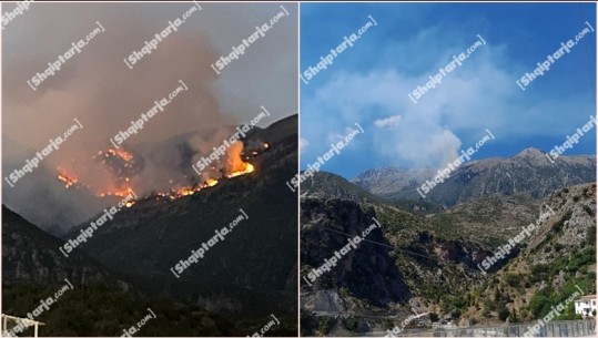 Zjarri në malin e Çikës vijon prej 2 ditësh, flakët në drejtim të Llogarasë! Digjen 5 ha shkurre e barishte (VIDEO)