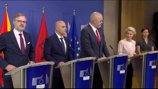 Negociatat/ Rama: Shqiptarët nuk u dorëzuan kurrë për ëndrrën evropiane! Kovaçevski: Evropa më e pasur me ne! Von der Leyen: Ballkani, pjesë e kësaj familje (VIDEO)