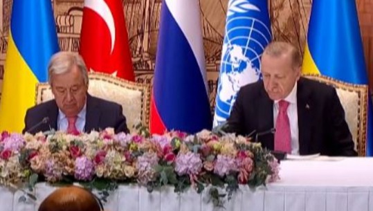 ‘U nënshkrua marrëveshja e grurit për eksport nga tre porte ukrainase’, Guterres gjatë ceremonisë në Stamboll