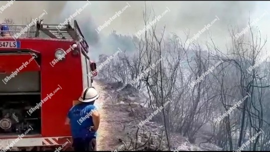 Vijon zjarri në Zgërdhesh të Krujës, forcave zjarrfikëse u bashkohet një helikopter 