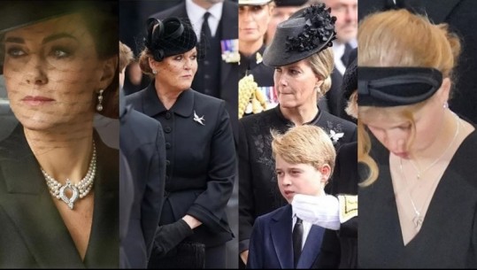 Dhurata të Mbretëreshës Elizabeth, çfarë bizhuterish mbajtën anëtarët e familjes mbretërore në funeralin e monarkes