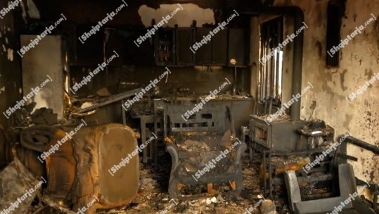 Report TV sjell pamje brenda banesës së djegur në Tiranë, gjithçka e shkrumbuar
