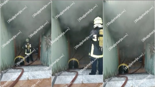 VIDEOLAJM/ Zjarri në Tiranë, magazina e bërë shkrumb rrezikohen 3 banesa 